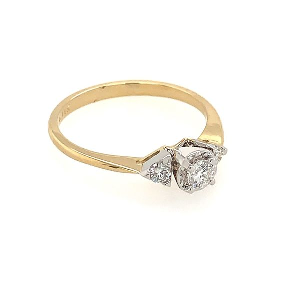 14 Karat Yellow and White Gold 3 Stone Engagement Ring Image 2 Bluestone Jewelry Tahoe City, CA