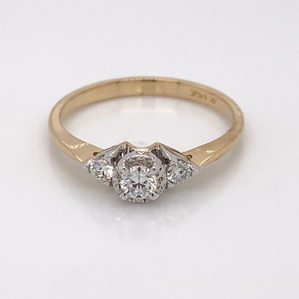 14 Karat Yellow and White Gold 3 Stone Engagement Ring Image 3 Bluestone Jewelry Tahoe City, CA