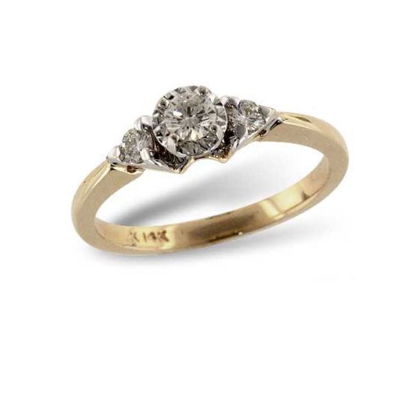 14 Karat Yellow and White Gold 3 Stone Engagement Ring Bluestone Jewelry Tahoe City, CA