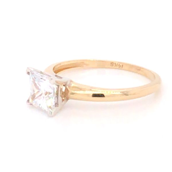 14K Yellow and White Gold Engagement Ring w/ a 6mm Princess Cut CZ Image 3 Bluestone Jewelry Tahoe City, CA