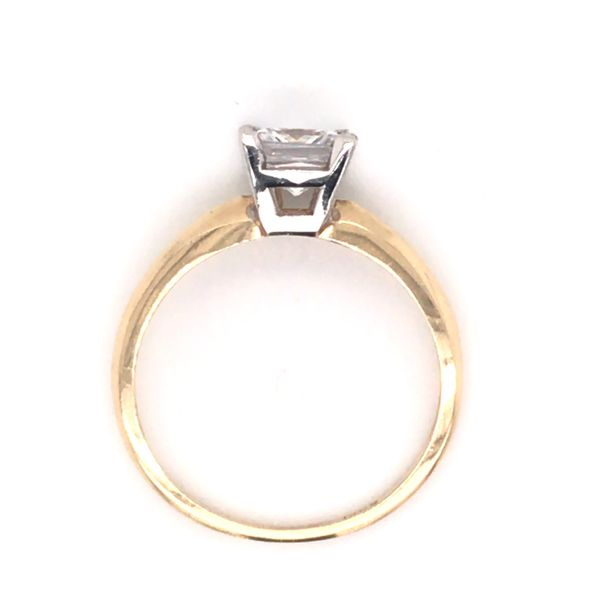 14K Yellow and White Gold Engagement Ring w/ a 6mm Princess Cut CZ Image 4 Bluestone Jewelry Tahoe City, CA