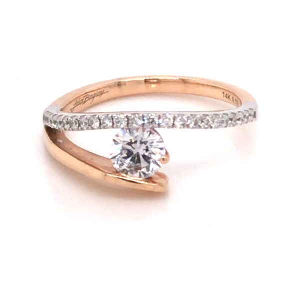 14K Rose and White Gold Engagement Ring w/ a 5mm Round CZ Bluestone Jewelry Tahoe City, CA