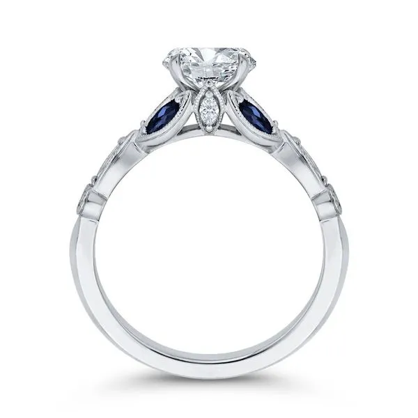 14K White Gold Diamond Engagement Ring w/ Blue Sapphires- Special Order Only Image 4 Bluestone Jewelry Tahoe City, CA