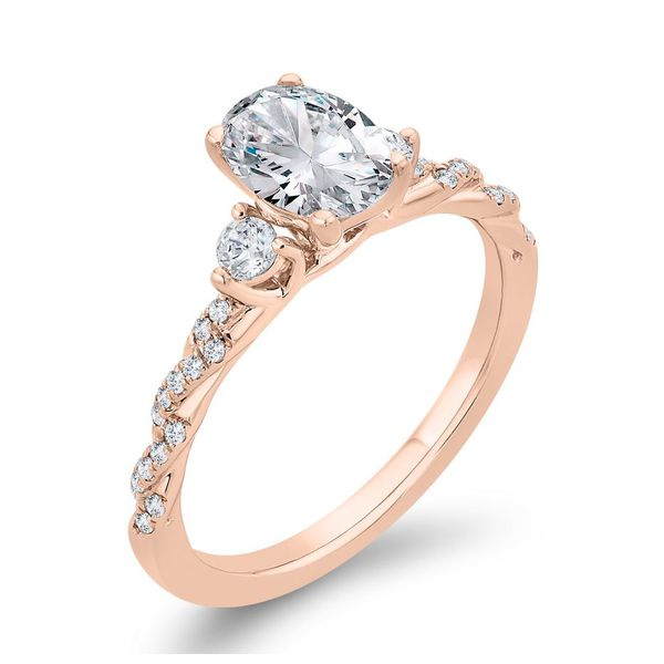 14 Karat Rose Gold Diamond 3 Stone Engagement Ring- Special Order Only Image 2 Bluestone Jewelry Tahoe City, CA