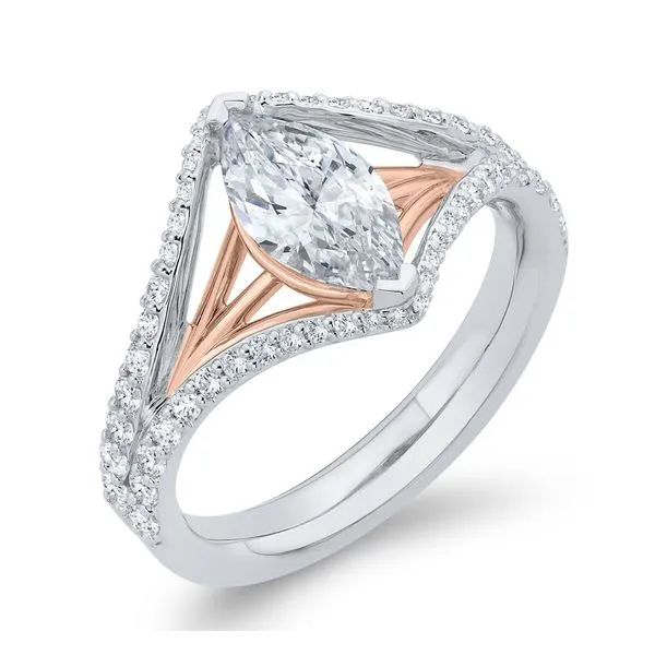 14 Karat White & Rose Gold Diamond Engagement Ring- Special Order Only Image 2 Bluestone Jewelry Tahoe City, CA