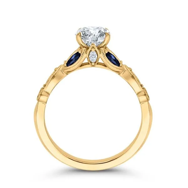 14K Yellow Gold Diamond Engagement Ring w/ Blue Sapphires- Special Order Only Image 4 Bluestone Jewelry Tahoe City, CA