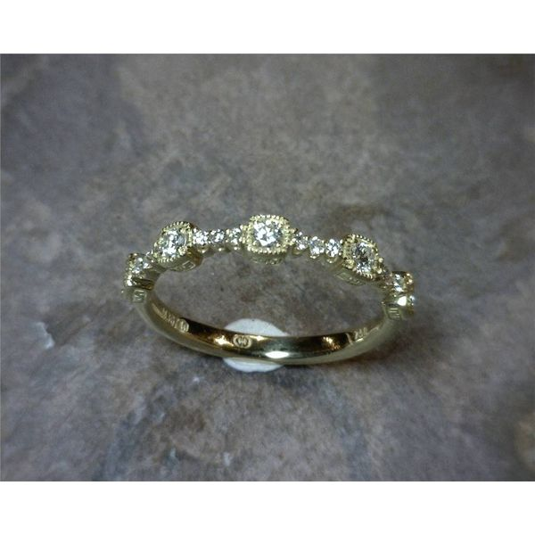 14K Yellow Gold Antique Style Band with Diamonds Image 2 Bluestone Jewelry Tahoe City, CA