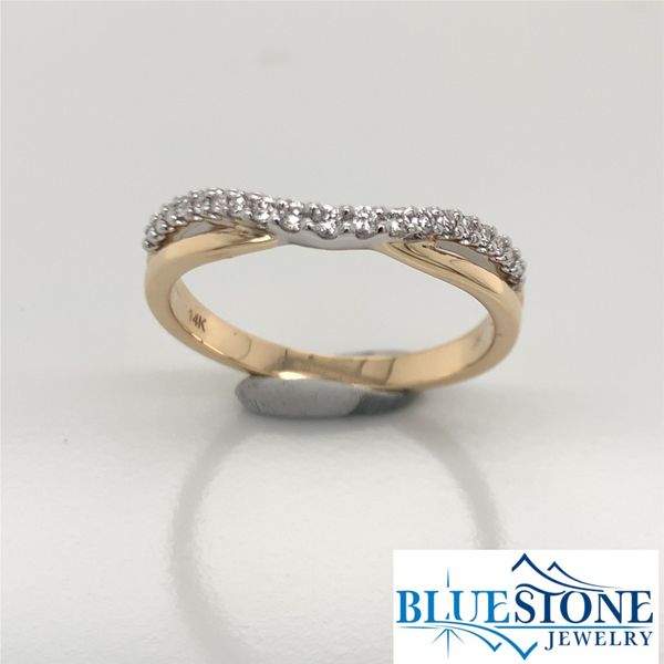 14K Yellow Gold Curved Wedding Band and/or Fashion Ring w/ 0.17cttw of Diamonds Image 3 Bluestone Jewelry Tahoe City, CA