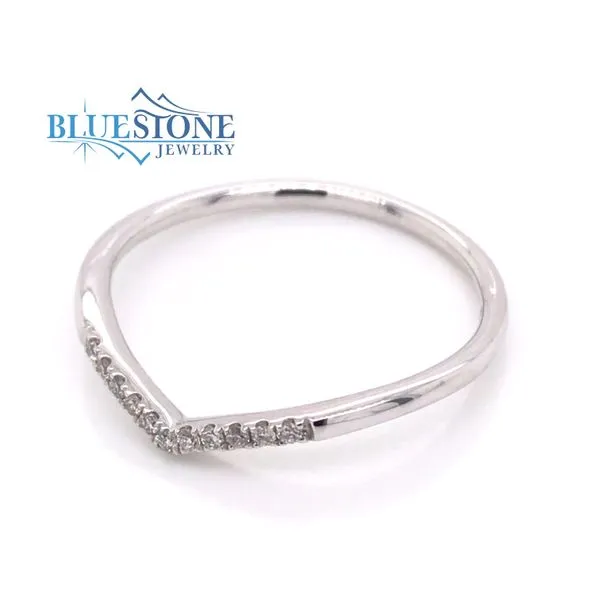 14K White Gold Curved Wedding Band w/Round Diamonds at 0.06cttw(size 6.5) Image 2 Bluestone Jewelry Tahoe City, CA