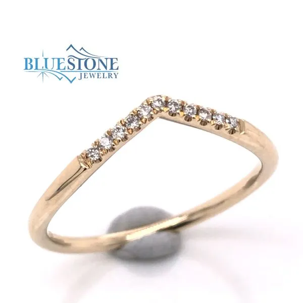 14K Yellow Gold Curved Wedding Band w/Round Diamonds at 0.06cttw(size 6.5) Bluestone Jewelry Tahoe City, CA