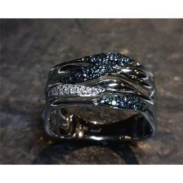 14 Karat White Gold Blue and White Diamond Ring Image 2 Bluestone Jewelry Tahoe City, CA