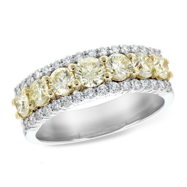 14 Karat White & 18 Karat Yellow Gold Ring with Yellow and White Diamonds Bluestone Jewelry Tahoe City, CA