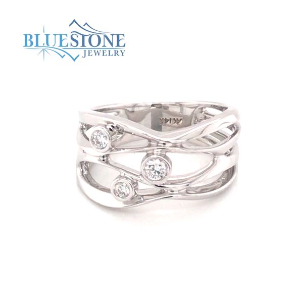 14K White Gold Ring w/ 3 Round Diamonds Bluestone Jewelry Tahoe City, CA