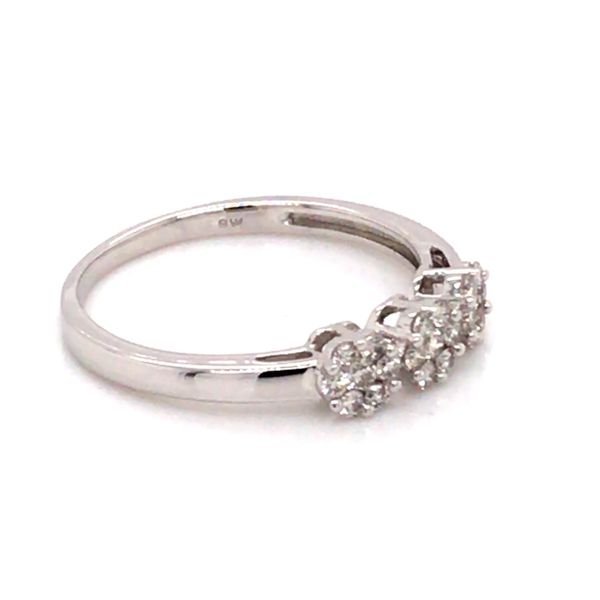 14K White Gold Ring w/ 3 Diamond Clusters Image 2 Bluestone Jewelry Tahoe City, CA