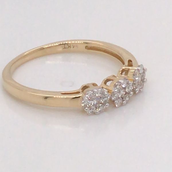 14K Yellow Gold Ring w/ 3 Diamond Clusters Image 2 Bluestone Jewelry Tahoe City, CA