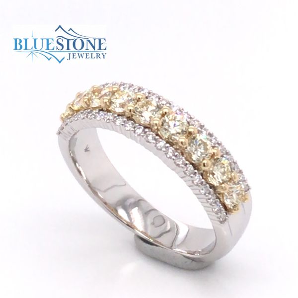 14k White Gold Band with Yellow & White Diamonds- Size 7 Image 2 Bluestone Jewelry Tahoe City, CA
