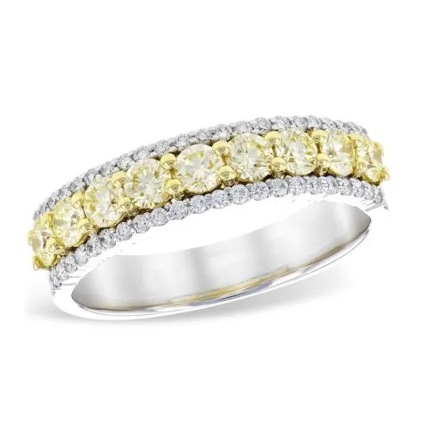 14k White Gold Band with Yellow & White Diamonds (size 7) Image 5 Bluestone Jewelry Tahoe City, CA