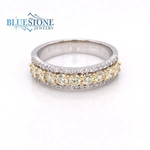 14k White Gold Band with Yellow & White Diamonds (size 7) Bluestone Jewelry Tahoe City, CA