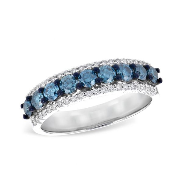 14kt White Gold Ring with Blue and White Diamonds- Size 7 Bluestone Jewelry Tahoe City, CA