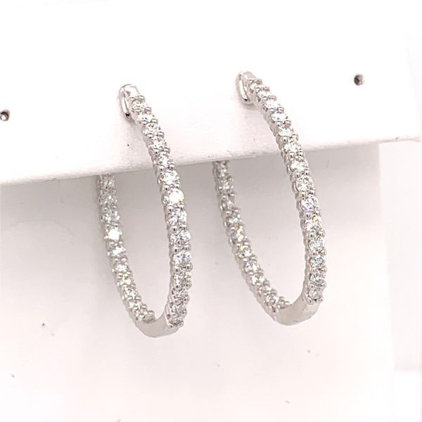 14kWhite Gold 2 Carat Diamond Screw on Large Hoop Earrings Image 2 Bluestone Jewelry Tahoe City, CA