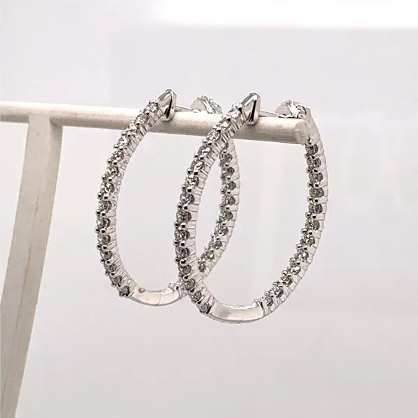 14kWhite Gold 2 Carat Diamond Screw on Large Hoop Earrings Image 3 Bluestone Jewelry Tahoe City, CA