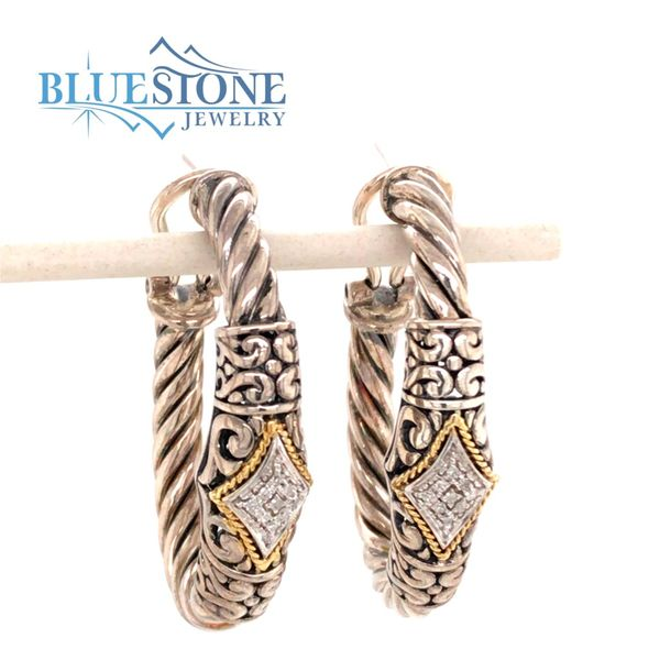 Sterling Silver & 18 Karat Yellow Gold Diamond Hoop Earrings Bluestone Jewelry Tahoe City, CA