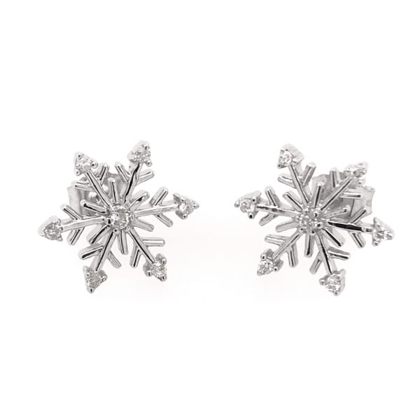 14 Karat White Gold Diamond Snowflake Stud Earrings Bluestone Jewelry Tahoe City, CA