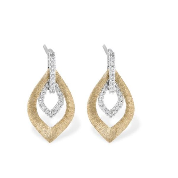 14 Karat White and Yellow Gold Diamond Earrings Bluestone Jewelry Tahoe City, CA