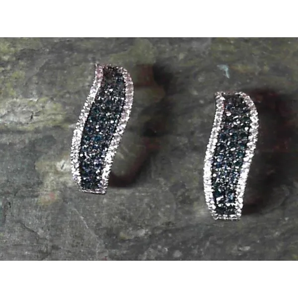 14 Karat White Gold Blue and White Diamond Earrings Image 2 Bluestone Jewelry Tahoe City, CA