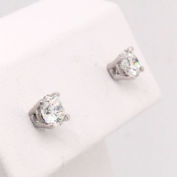 14 Karat White Gold 0.75 Carat Diamond Stud Earrings Image 2 Bluestone Jewelry Tahoe City, CA