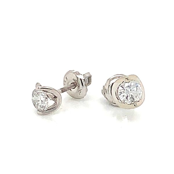14kt White Gold Diamond Half Moon Stud Earrings Bluestone Jewelry Tahoe City, CA