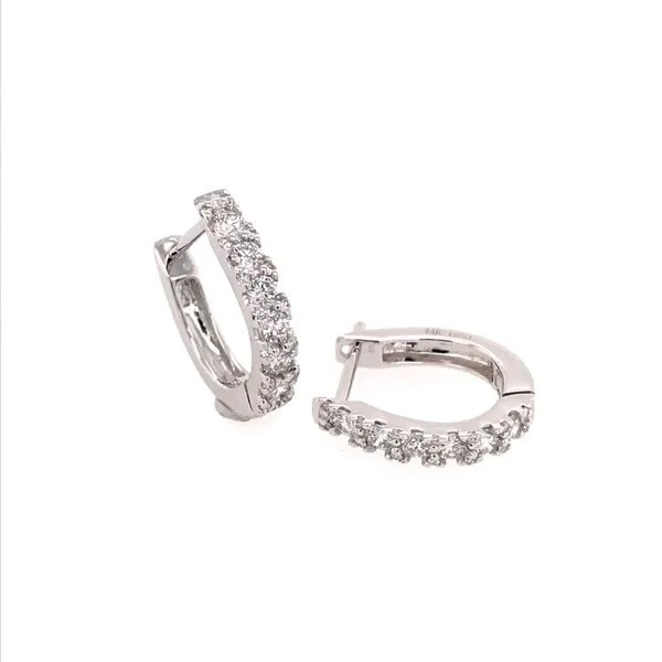 14 Karat White Gold Diamond Huggie Earrings Bluestone Jewelry Tahoe City, CA