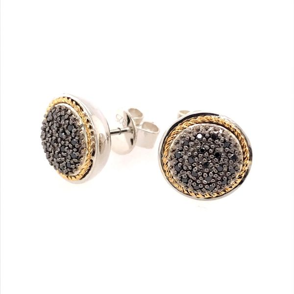 Silver & Gold Black Diamond Earrings Image 2 Bluestone Jewelry Tahoe City, CA
