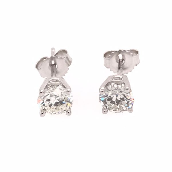 14 Karat White Gold 1.00 Carat Diamond Stud Earrings Image 3 Bluestone Jewelry Tahoe City, CA