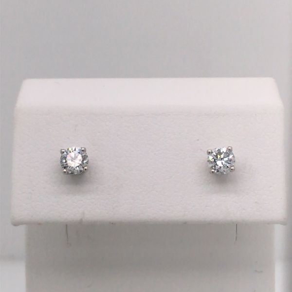 14K White Gold LG Diamond Stud Earrings 0.50cttw Image 2 Bluestone Jewelry Tahoe City, CA
