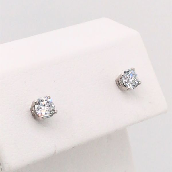 14K White Gold LG Diamond Stud Earrings 0.50cttw Image 3 Bluestone Jewelry Tahoe City, CA