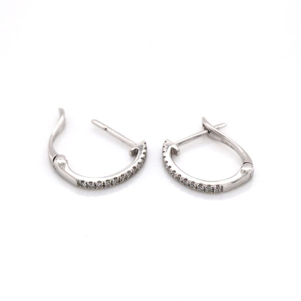 14K White Gold Lever Back Earrings with Diamonds Image 3 Bluestone Jewelry Tahoe City, CA