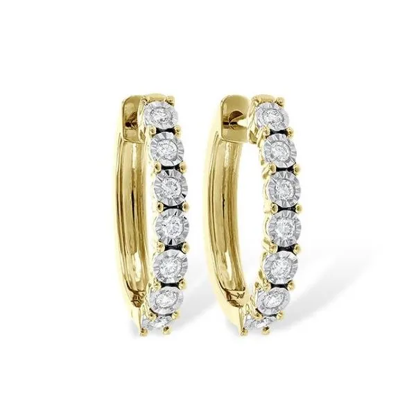 14 Karat Yellow Gold 0.25 Carat Diamond Huggie Earrings Bluestone Jewelry Tahoe City, CA