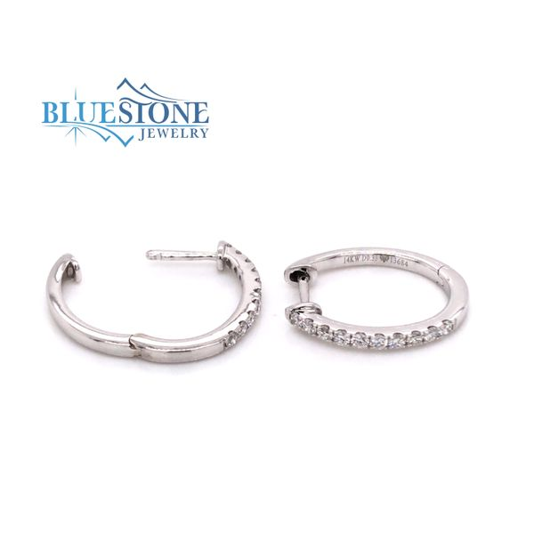 18K White Gold Diamond Huggy Earrings Image 3 Bluestone Jewelry Tahoe City, CA