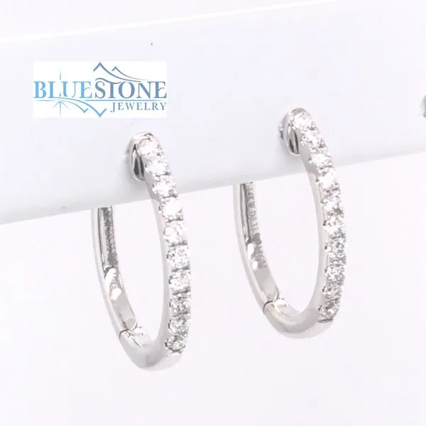 18K White Gold Diamond Huggy Earrings Bluestone Jewelry Tahoe City, CA