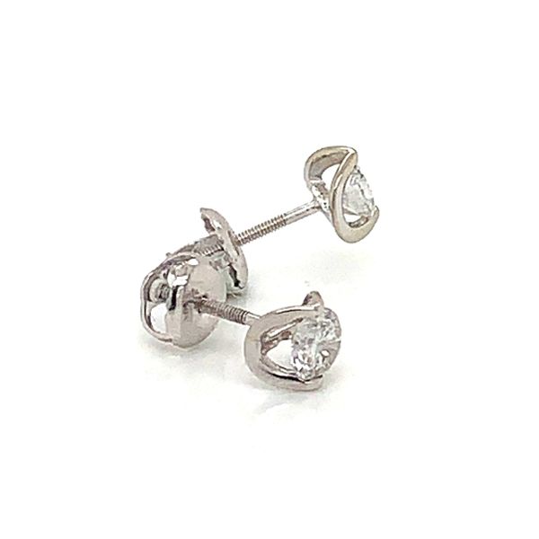 14kt White Gold Diamond Half Moon Stud Earrings Image 2 Bluestone Jewelry Tahoe City, CA