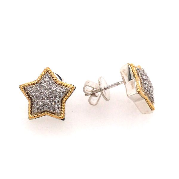 Silver & Gold Star Earrings with Diamonds Image 2 Bluestone Jewelry Tahoe City, CA