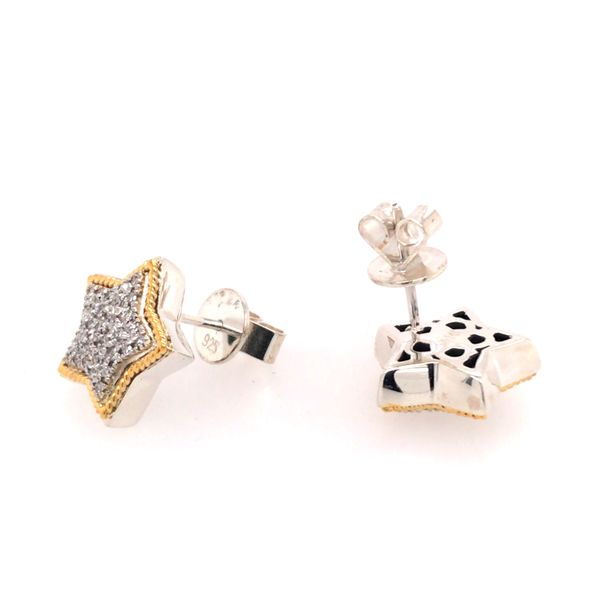 Silver & Gold Star Earrings with Diamonds Image 3 Bluestone Jewelry Tahoe City, CA