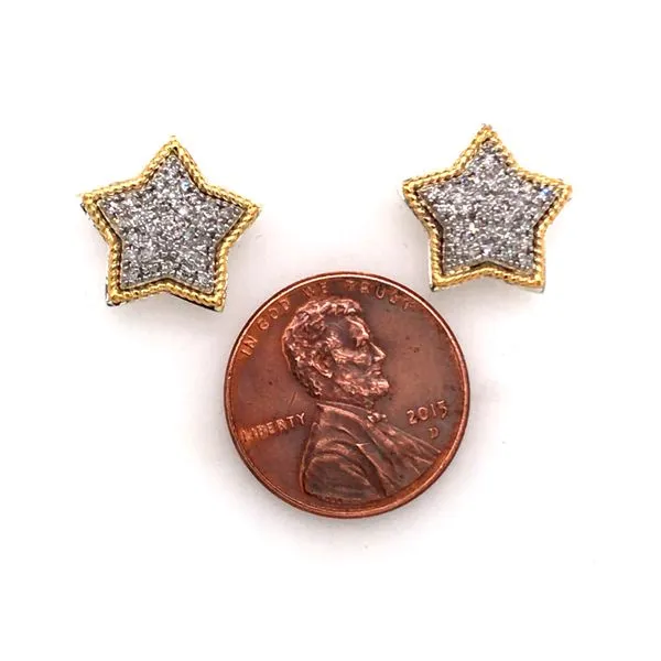 Silver & Gold Star Earrings with Diamonds Image 4 Bluestone Jewelry Tahoe City, CA