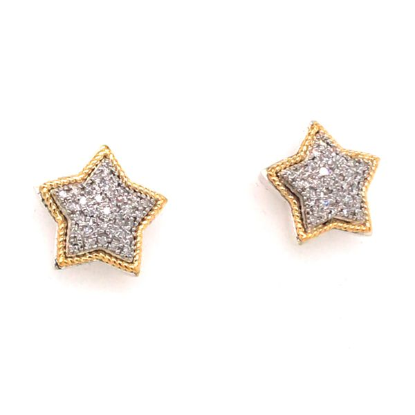 Silver & Gold Star Earrings with Diamonds Bluestone Jewelry Tahoe City, CA
