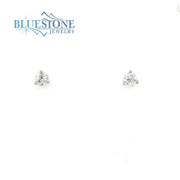 14K White Gold Lab Grown Diamond 3 Prong Stud Earrings- 0.50 Carat Total Weight Image 2 Bluestone Jewelry Tahoe City, CA