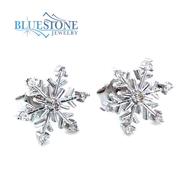 Sterling Silver Snowflake Earrings with Diamonds Bluestone Jewelry Tahoe City, CA