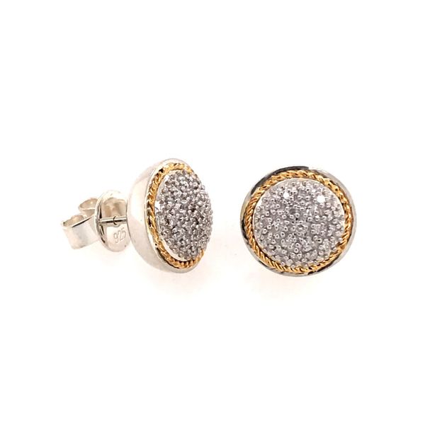 Silver & Gold Diamond Earrings Image 2 Bluestone Jewelry Tahoe City, CA