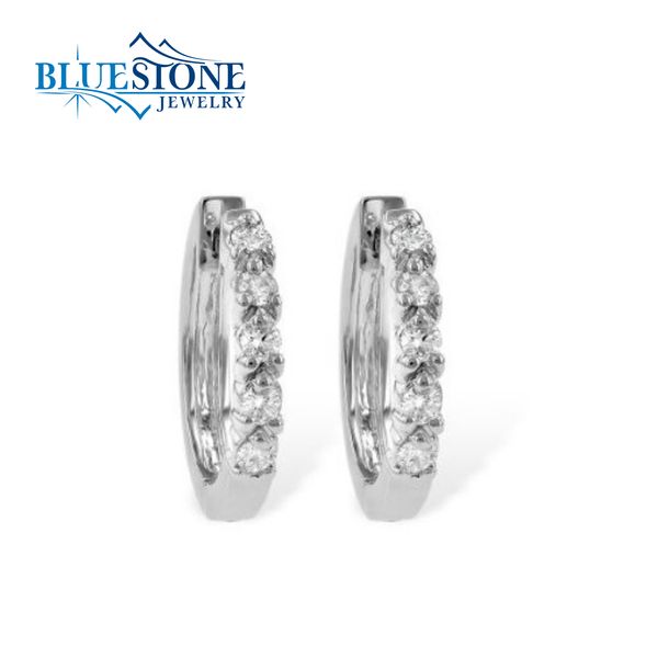 14K White Gold Diamond Huggie Earrings w/ 0.25cttw Image 2 Bluestone Jewelry Tahoe City, CA