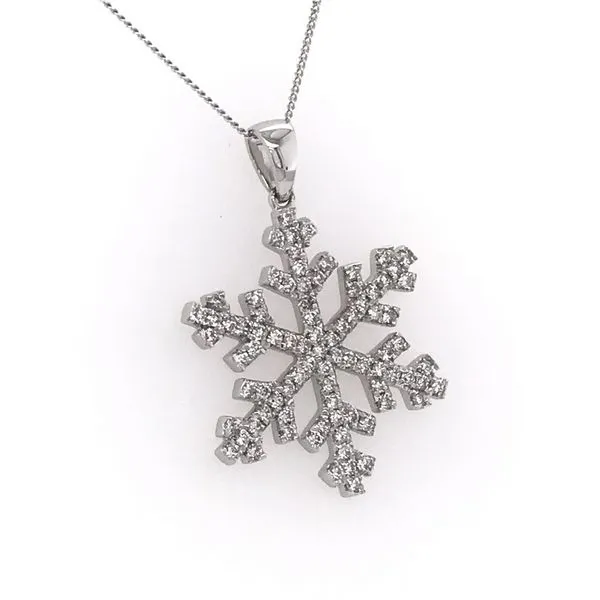 18 Karat White Gold Diamond Snowflake Pendant Image 2 Bluestone Jewelry Tahoe City, CA